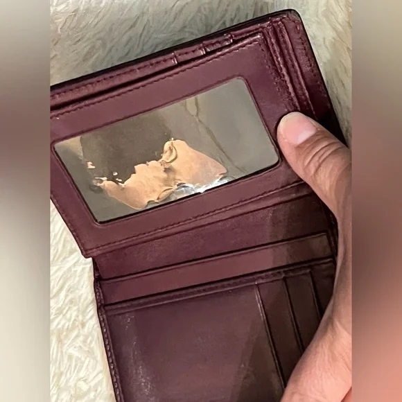 Dior Dark Maroon Embossed Leather Bifold wallet - Picture 7 of 11